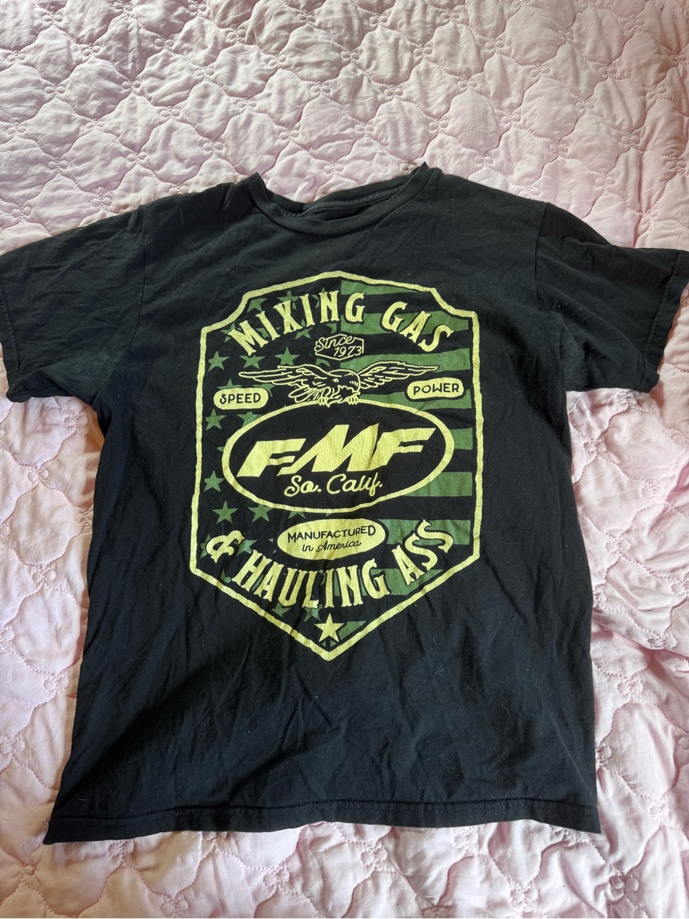 FMF Black Short Sleeve Graphic Tee - Yellow Logo